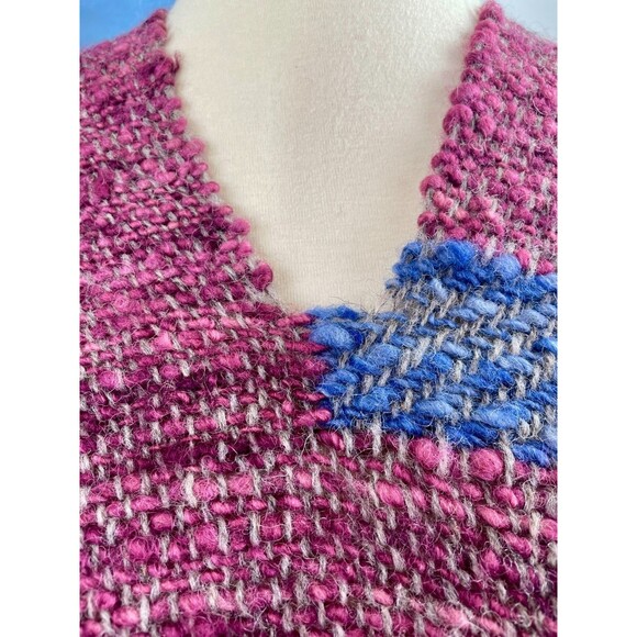 Vintage Wool Poncho Woven Wool Poncho Boho Oversized Poncho Wool Outerwear VTG - Picture 4 of 10